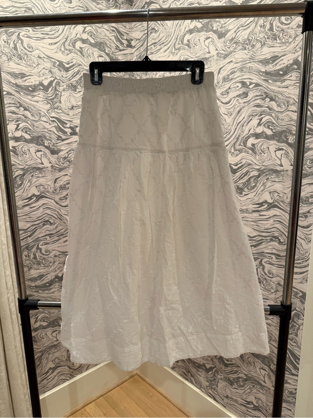 LOFT White A-Line Midi Skirt
